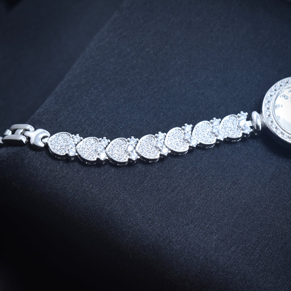 Double Heart Dial Silver watch