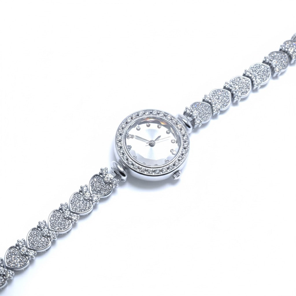 Double Heart Dial Silver watch