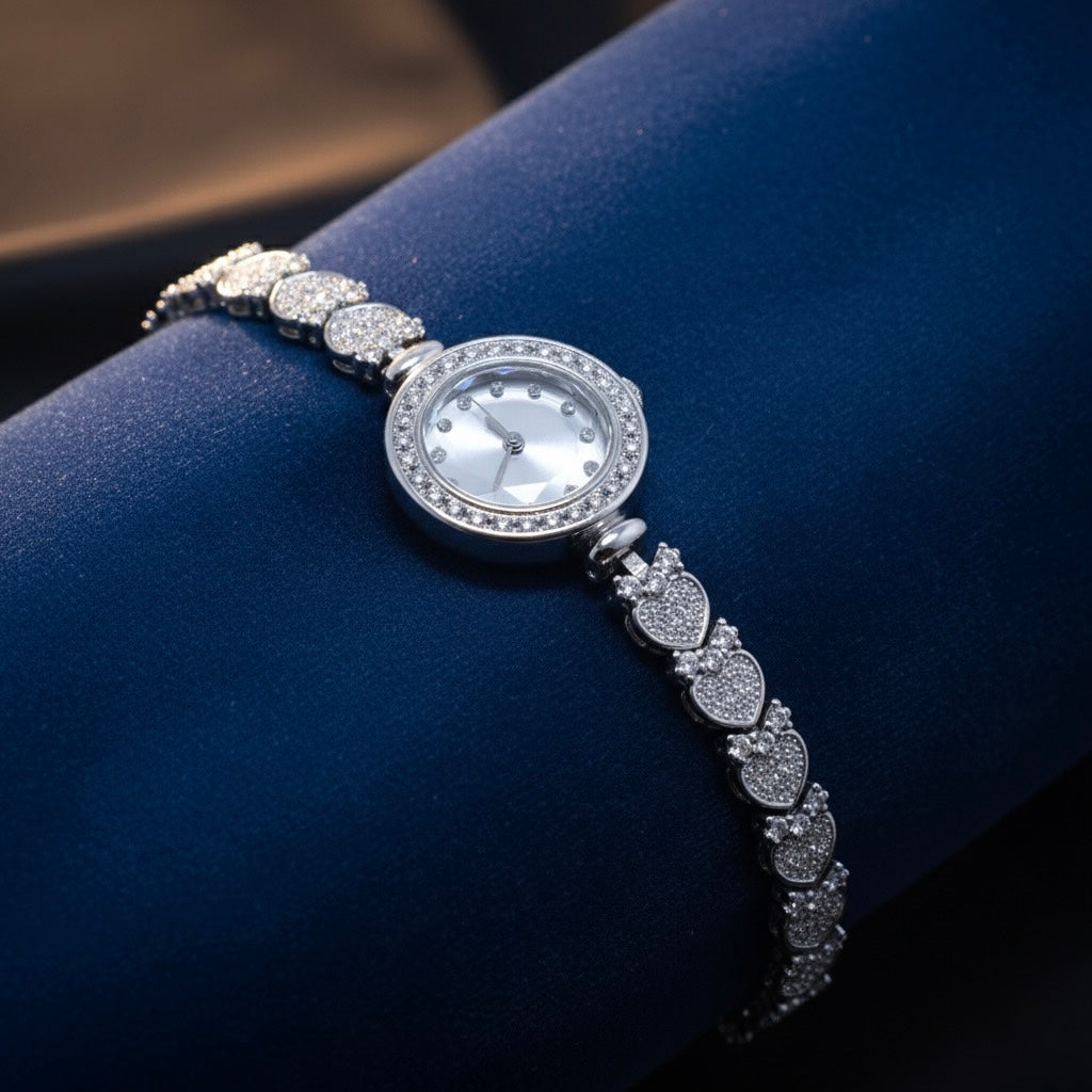 Double Heart Dial Silver watch