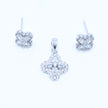 Elegant Floral CZ Cluster Silver Pendant Set