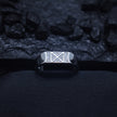 Modern Pave X-Design Silver Ring