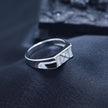 Modern Pave X-Design Silver Ring