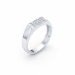 Modern Pave X-Design Silver Ring