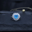Heart Cut Blue Stone Halo Ring