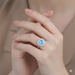 Heart Cut Blue Stone Halo Ring