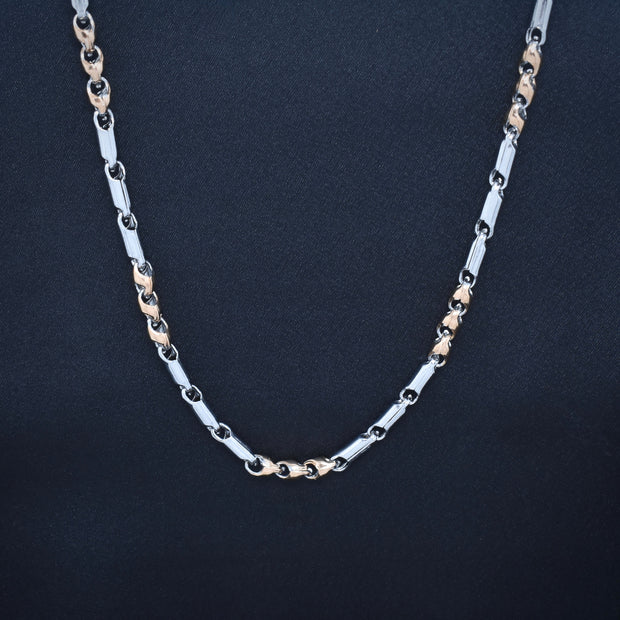 Two-Tone Bar & Link Silver Chain