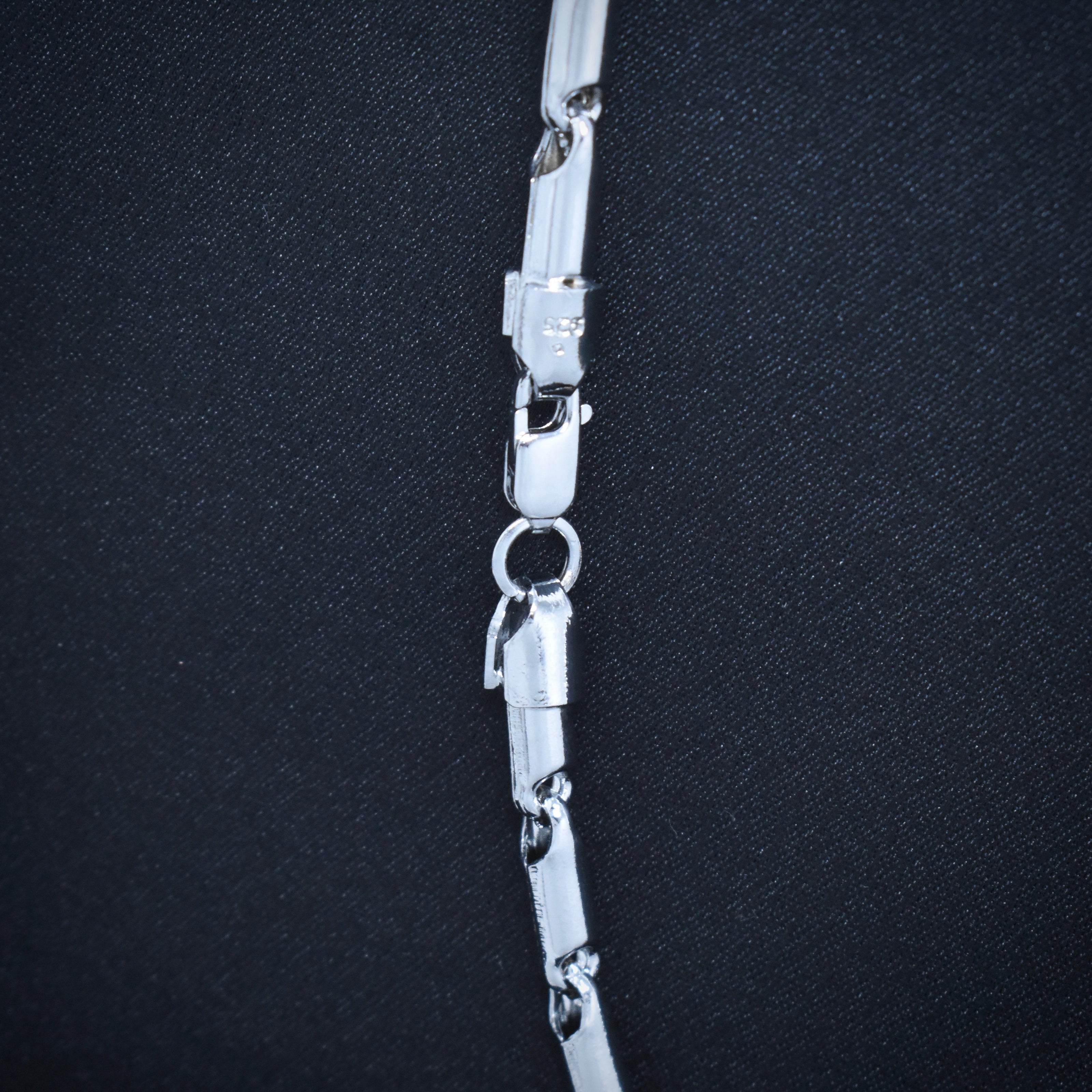 Two-Tone Bar & Link Silver Chain