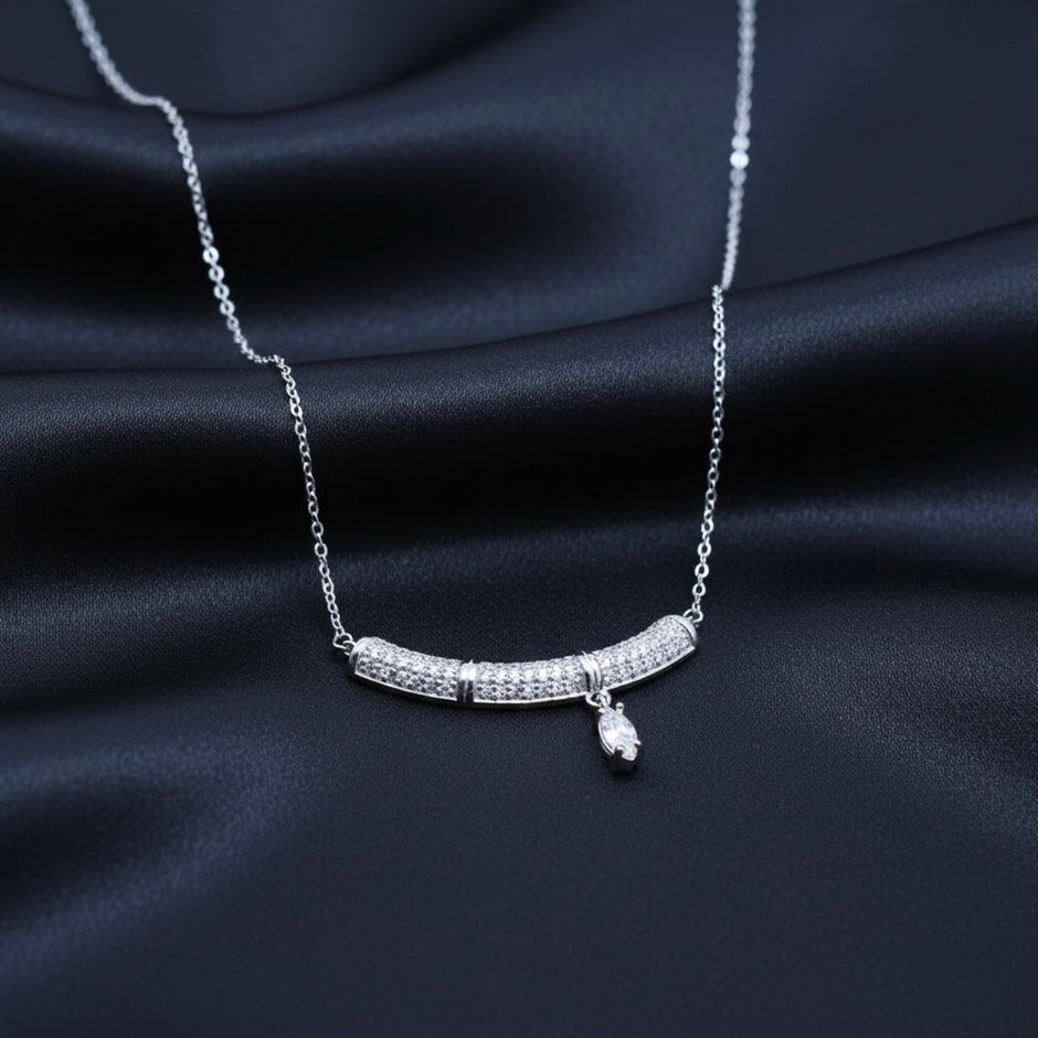 Curved Bar Pendant Necklace