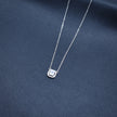 Square Solitaire Style Pendant Necklace