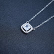 Square Solitaire Style Pendant Necklace