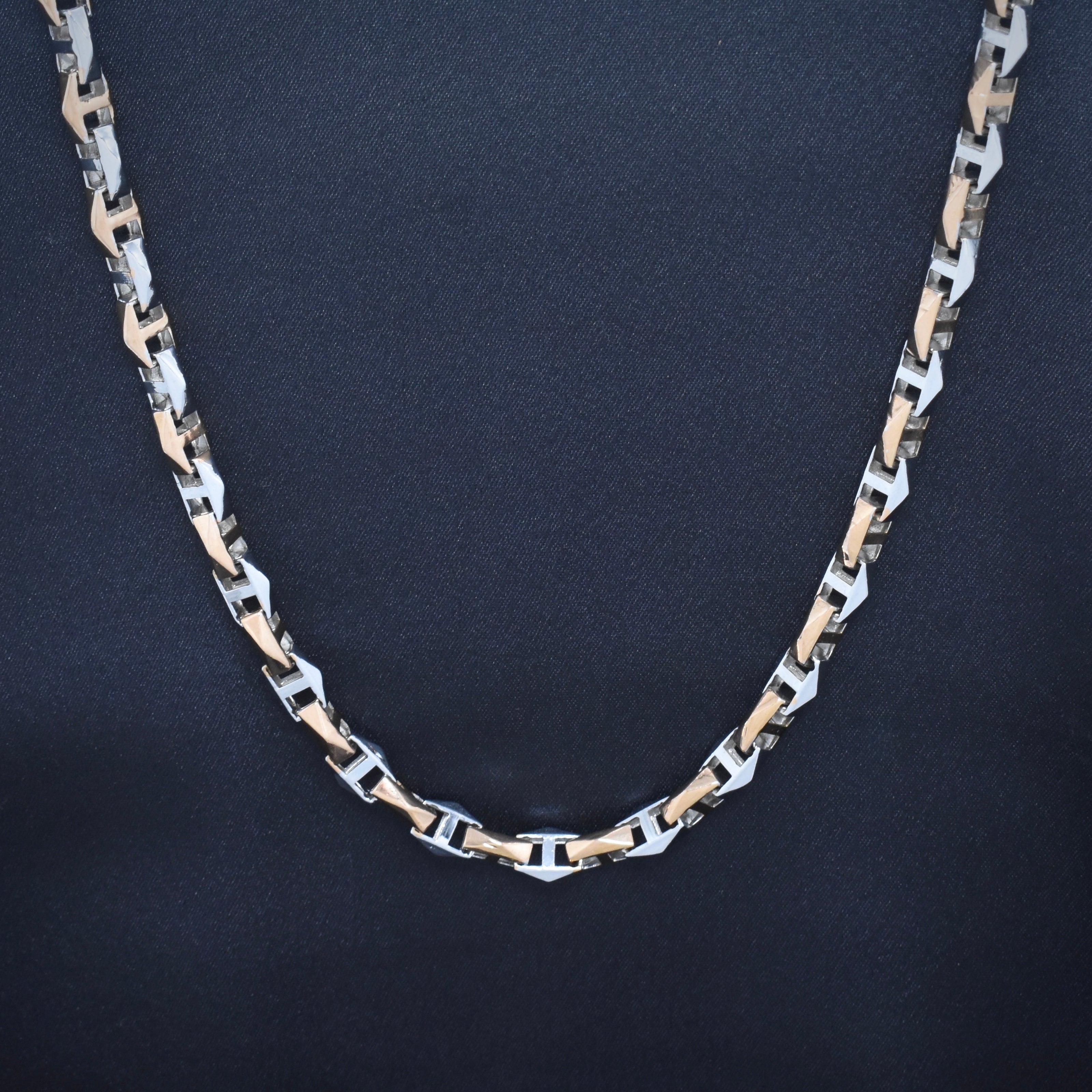 Designer Two-Tone Anchor Silver Link Chain