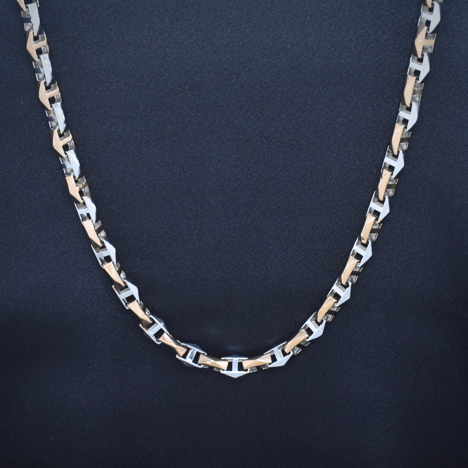 Designer Two-Tone Anchor Silver Link Chain
