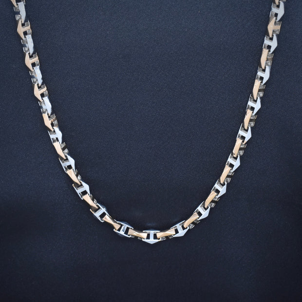 Designer Two-Tone Anchor Silver Link Chain