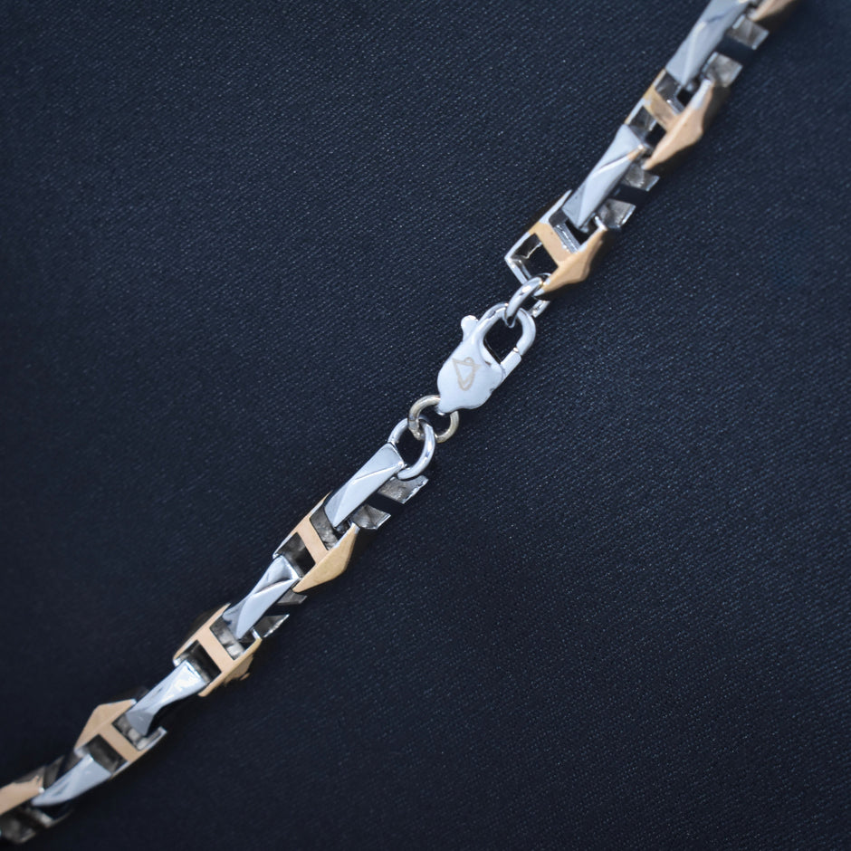 Designer Two-Tone Anchor Silver Link Chain