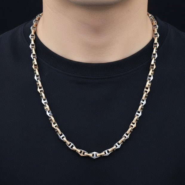 Designer Two-Tone Anchor Silver Link Chain