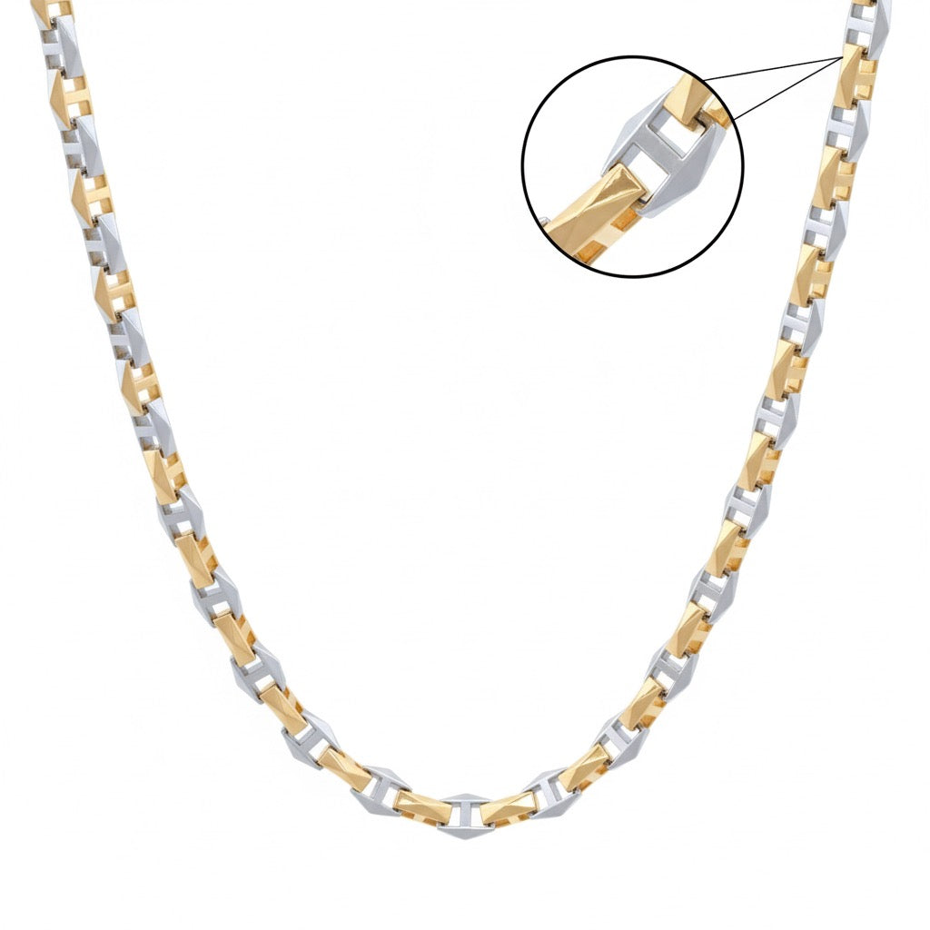 Designer Two-Tone Anchor Silver Link Chain
