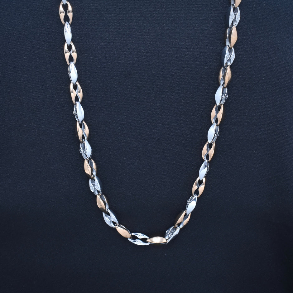 Sleek Two-Tone Mariner Silver Link Chain