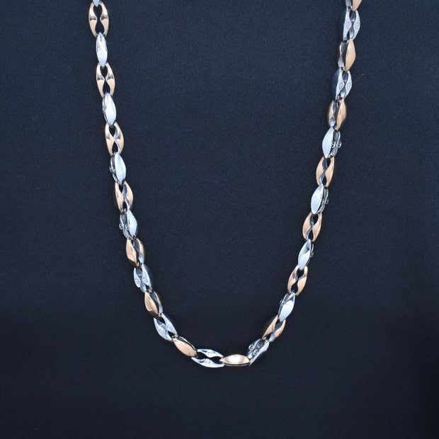 Sleek Two-Tone Mariner Silver Link Chain