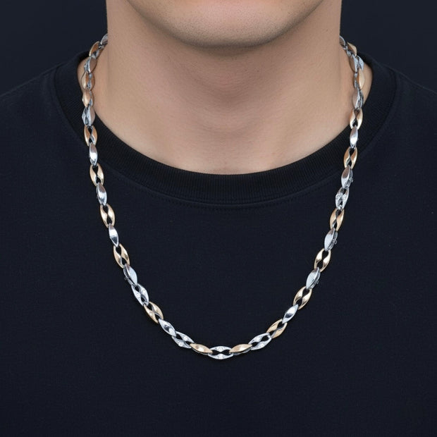 Sleek Two-Tone Mariner Silver Link Chain