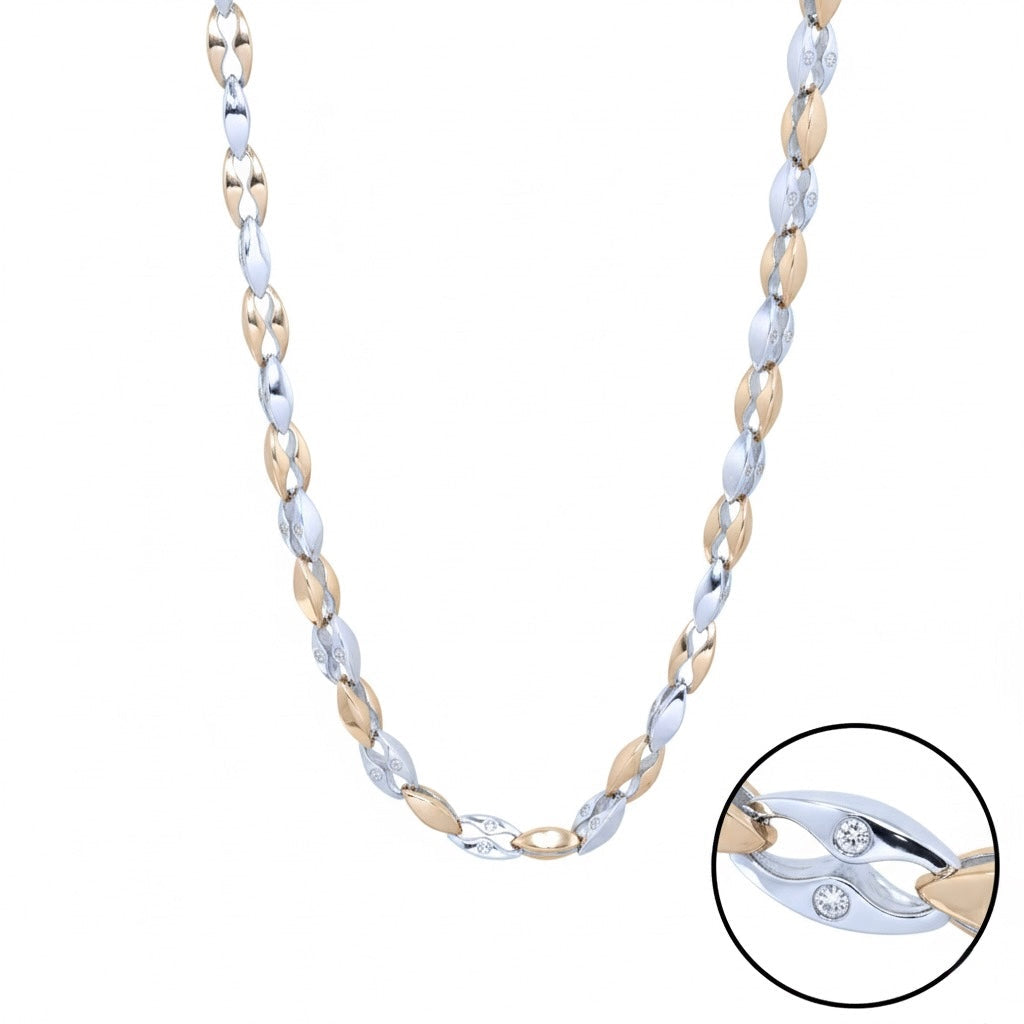 Sleek Two-Tone Mariner Silver Link Chain