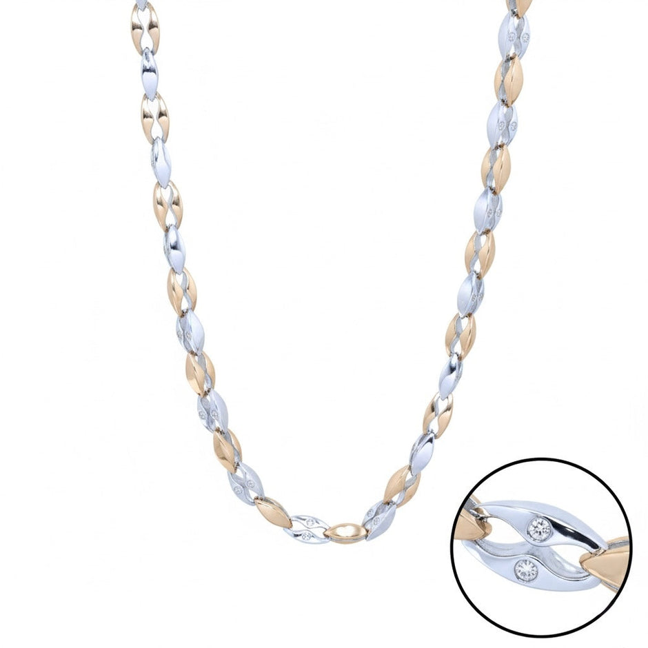 Sleek Two-Tone Mariner Silver Link Chain