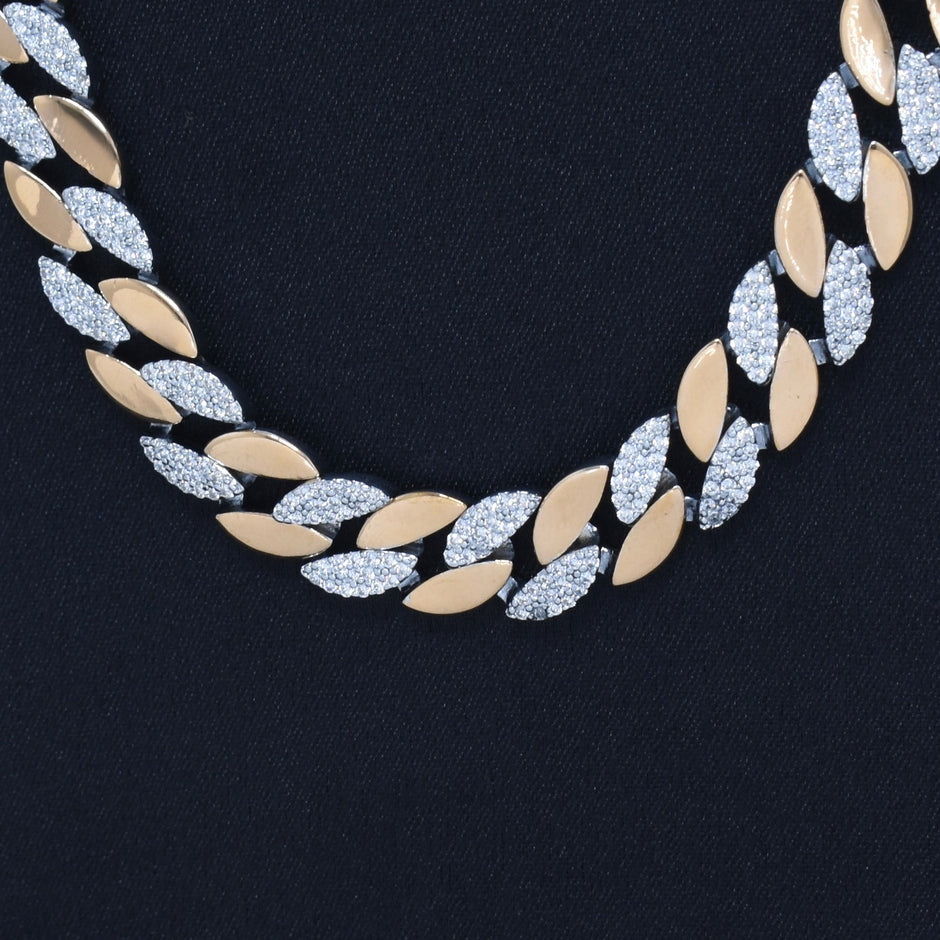 Luxury Pave Two-Tone Statement Silver Chain
