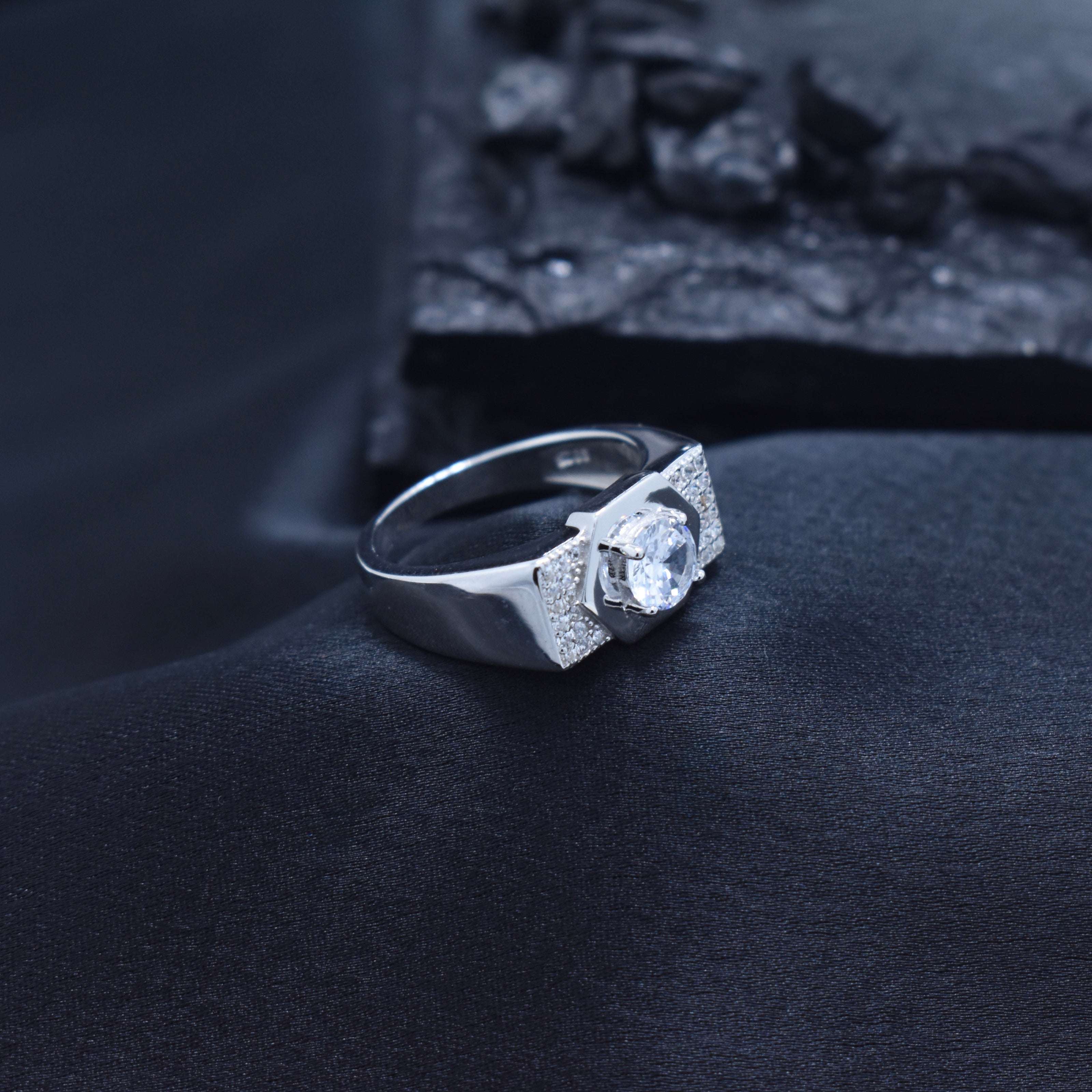 Silver Shield Face Ring