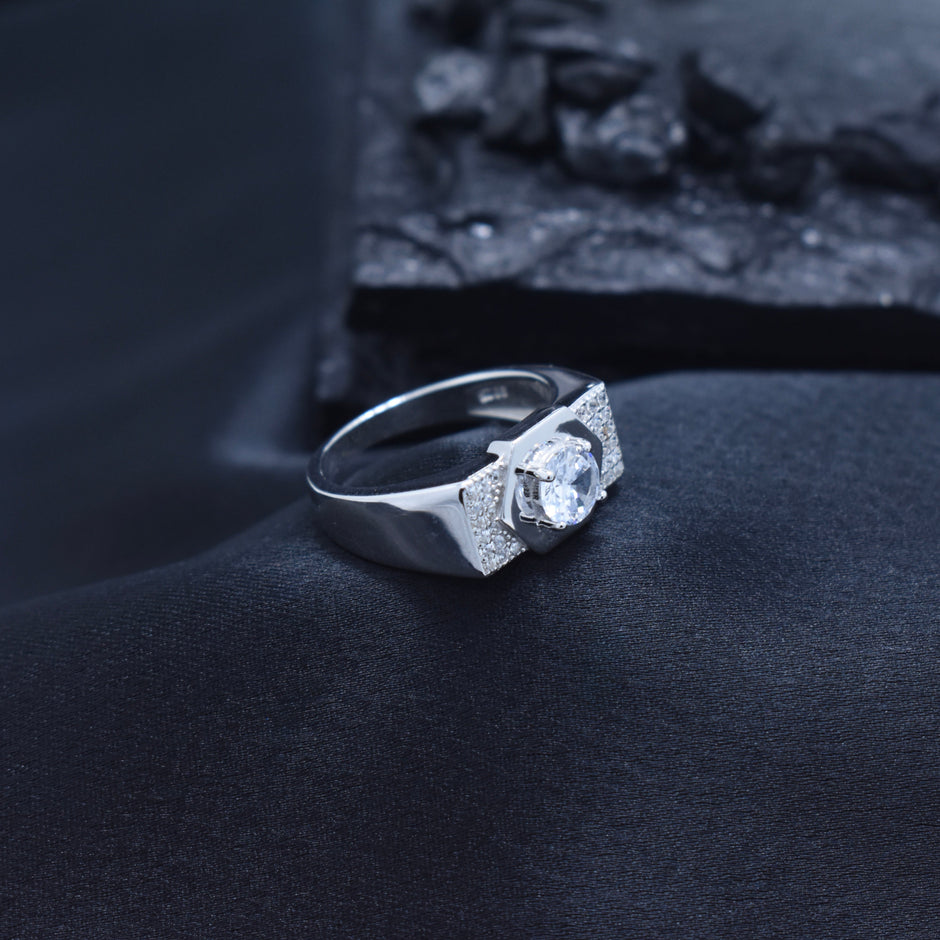 Silver Shield Face Ring