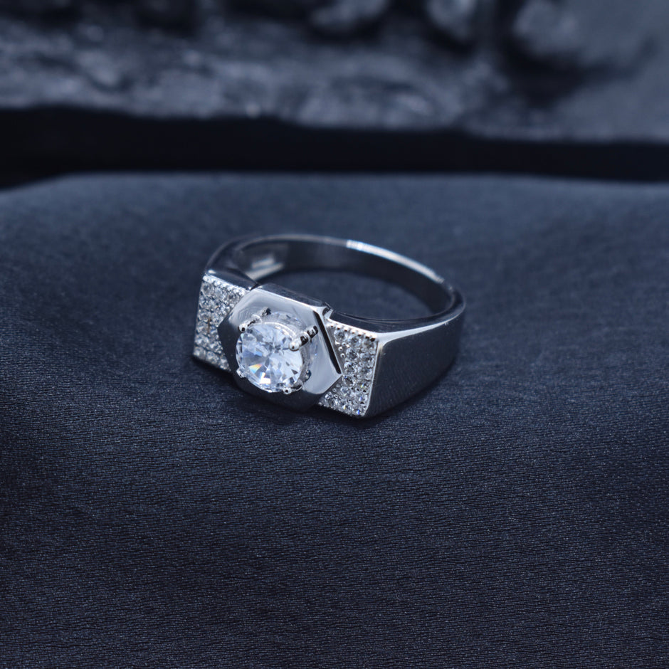 Silver Shield Face Ring