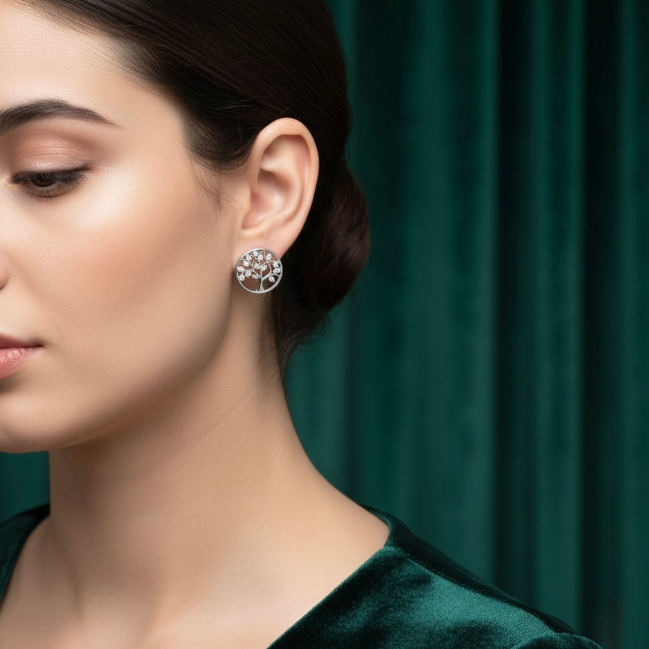 Tree Pendant Set with Chain and Earrings