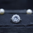 Round Cut Halo Statement Ring with Split Band