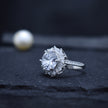 Round Cut Halo Statement Ring with Split Band