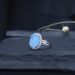Silver Sky Blue Oval Ring