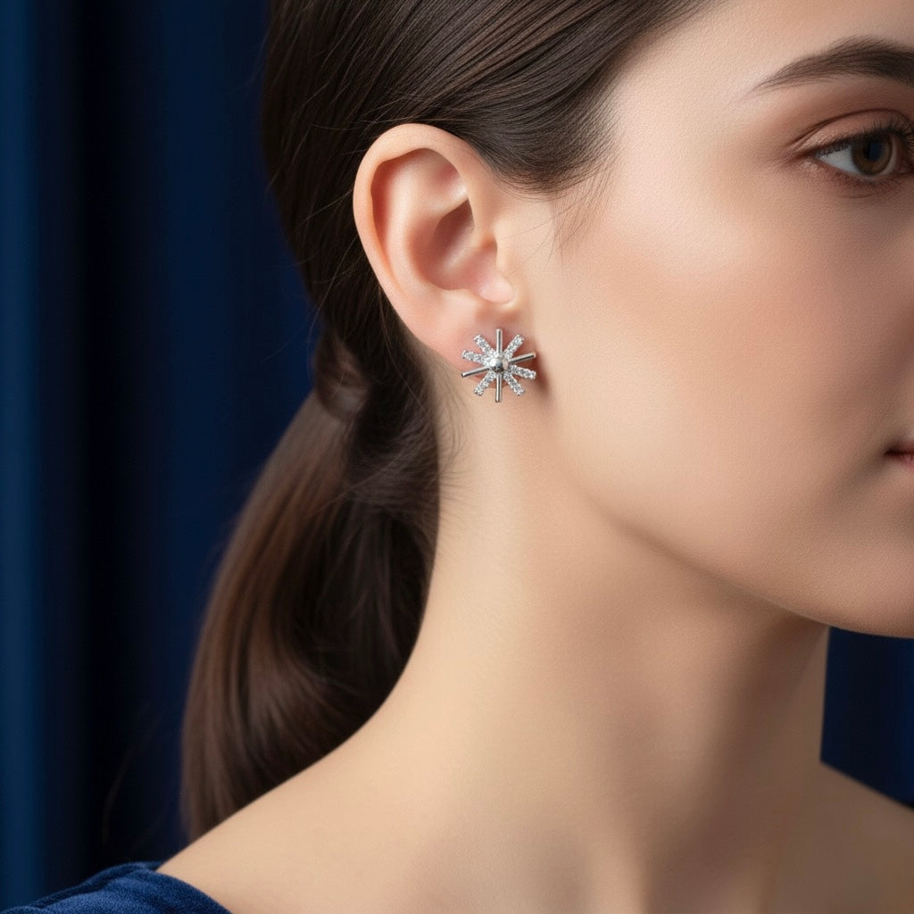 Starburst Flower Silver Pendant Set