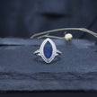 Marquise Cut Deep Blue Double Halo Ring