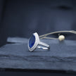 Marquise Cut Deep Blue Double Halo Ring