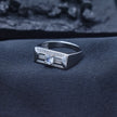 Triple-Line Solitaire Statement Band Ring