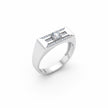 Triple-Line Solitaire Statement Band Ring