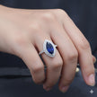 Marquise Cut Deep Blue Double Halo Ring