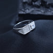 Asymmetrical Pave Solitaire Silver Ring