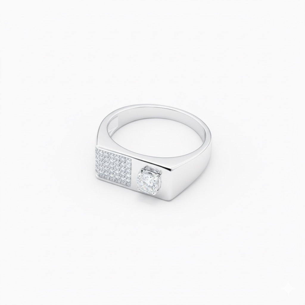 Solitaire Accent Statement Band Ring