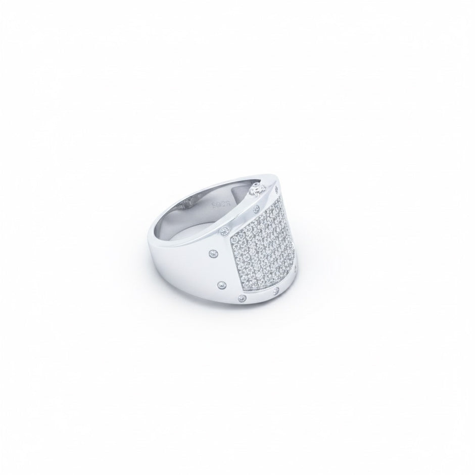 Shield Pave Signet Ring