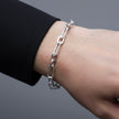 Textured Rectangle Link Silver Bracelet