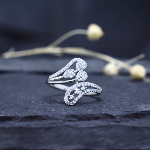 Silver Ribbon Curve Ring