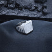 Silver Box Stone Texture Ring
