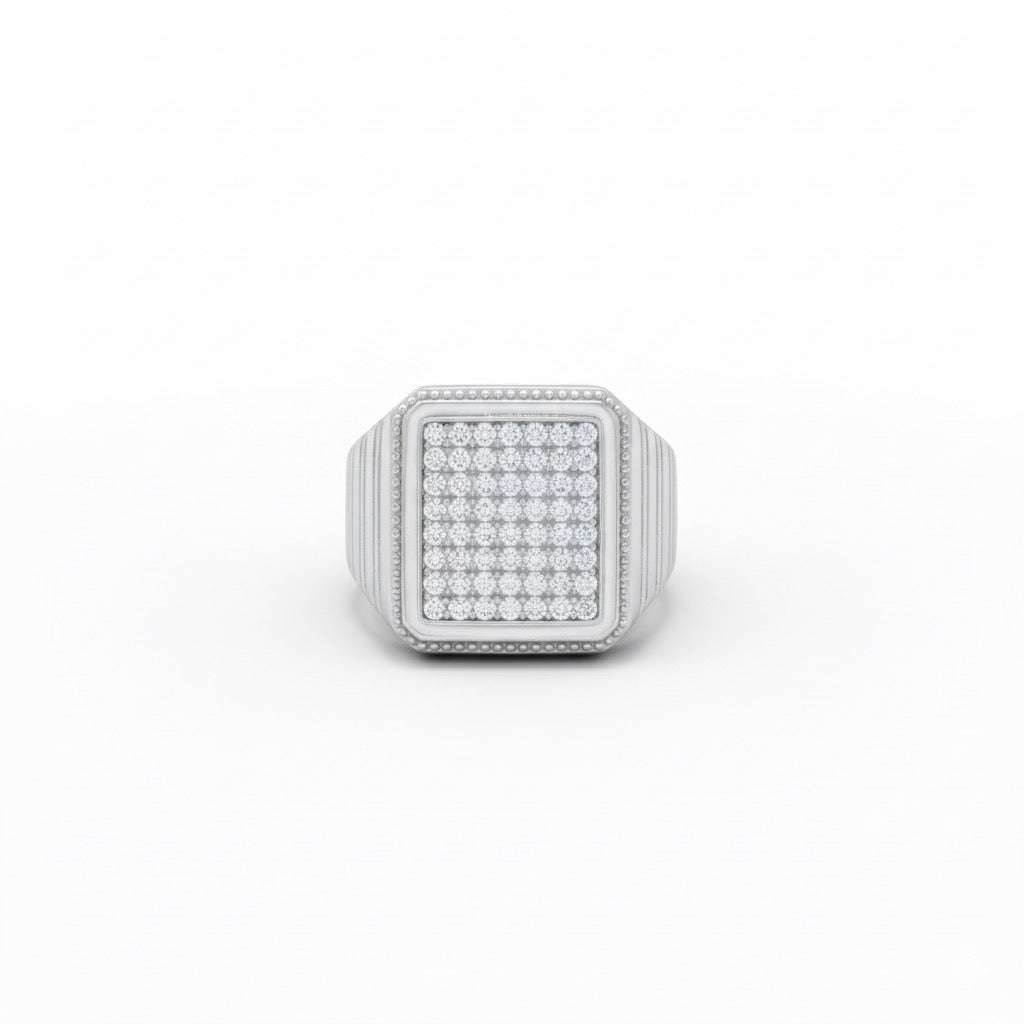 Silver Box Stone Texture Ring