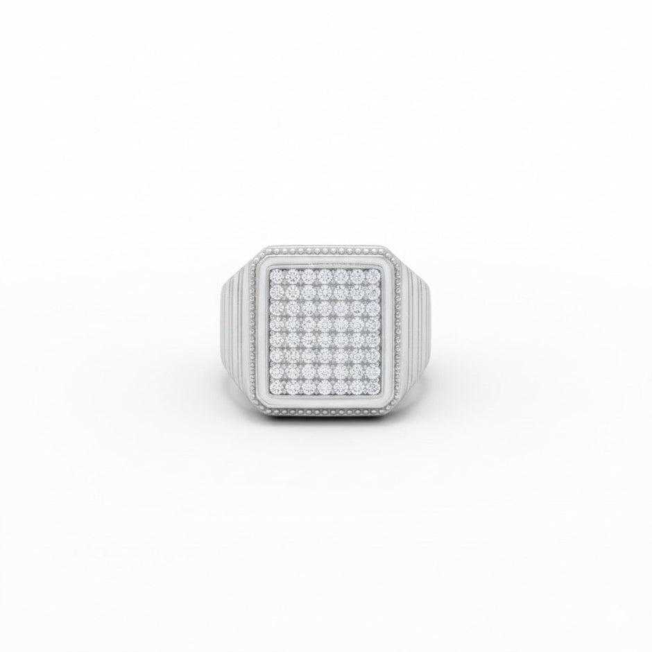 Silver Box Stone Texture Ring
