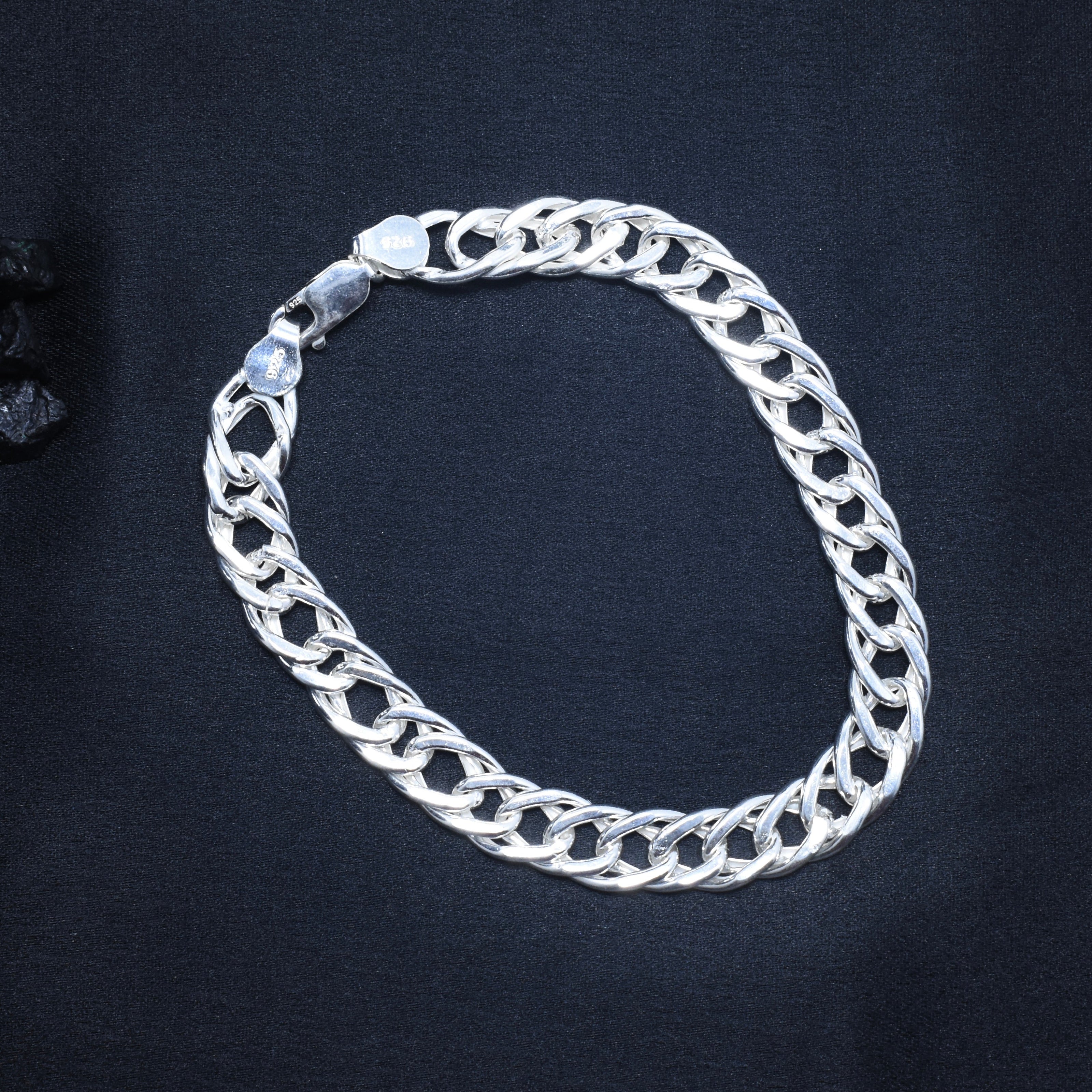Fine Curb Link Silver Bracelet