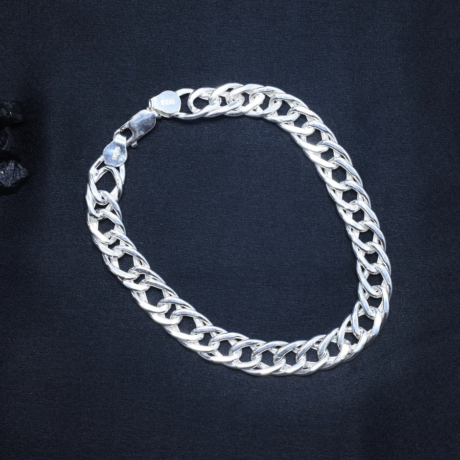 Fine Curb Link Silver Bracelet