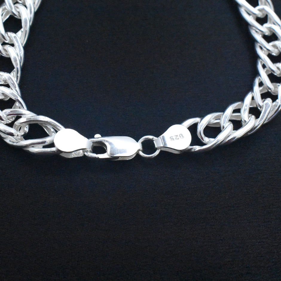 Fine Curb Link Silver Bracelet